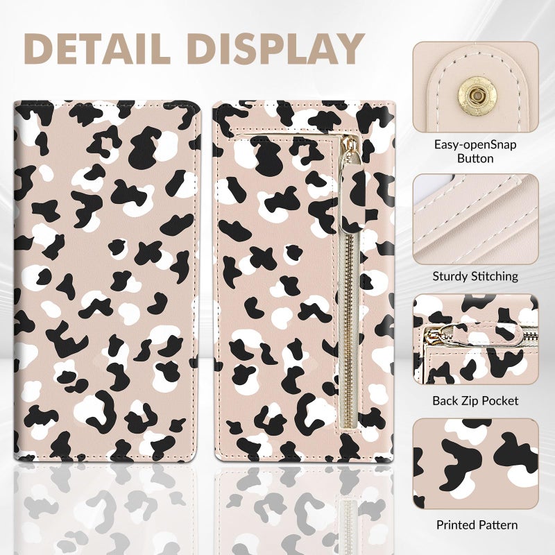 Anikathy Womens Wallet, Rfid Wallets for Women,Slim Thin Credit Card Holder Organizer Purse,PU Leather Cute Long Bifold Clutch Cash Wallet with Zipper Coin Pocket,Ladies Gift,White leopard print - Image 5