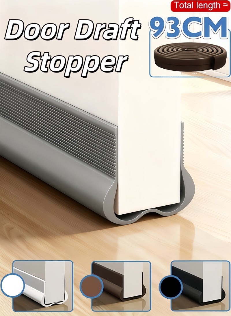 XiuWoo Draft Stoppers,Door Seal,Door Draft Stopper, door bottom sealing strip, weatherproof door bottom gap strip,Door Sweep for Exterior & Interior Doors,Noise reduction sealing strip ,Bedroom door silent, foot gap barrier strip self-adhesive,93CM ﻿Length Under Door Rubber,for Noise Reduction & Insulation & Anti-insects & Block Light (Grey) - Image 1
