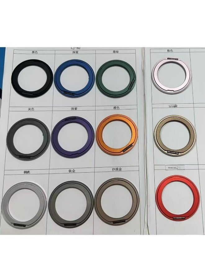Magsafe Magnetic Ring Buckle Mobile Phone Bracket Large Hollow Ultra-thin Metal Ring Buckle Rotating Bracket-Color:B2 Hollow Bracket With Base And Adhesive (grey) - Image 3