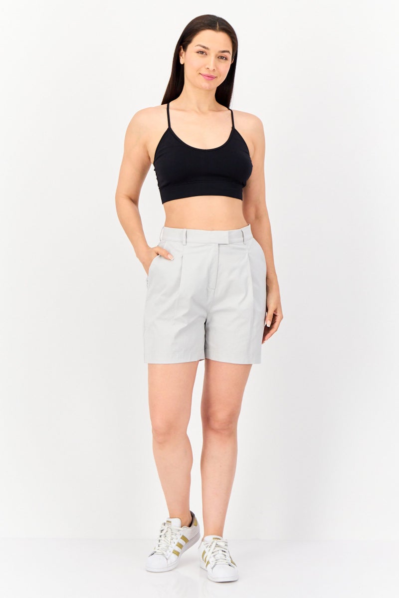 Lyle & Scott Women Brand Logo Basic Shorts, Light Grey  - Image 4