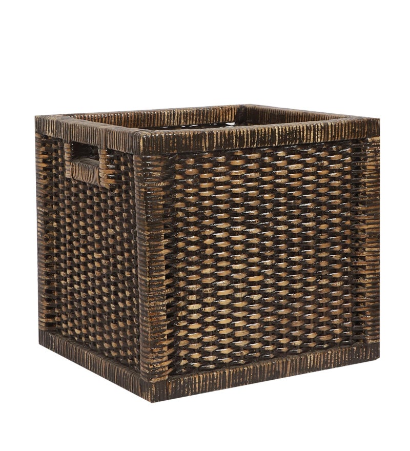 AKWAY Cube Wicker Wardrobe Basket For Storage, Cloths, Newspapers, Photos, Toys, Plants Or Other Memorabilia (Black, 12.5W X 13.5L X 12.5H) - Image 5