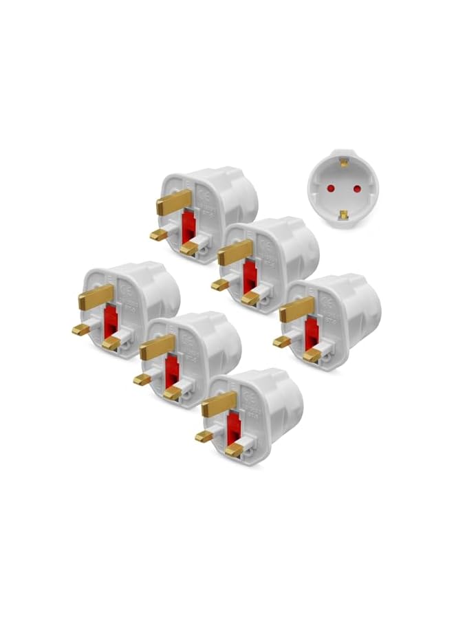 promass 6 Pack European to UK Plug Adaptor- EU to UK Mains Plugs Travel Adapter for Electronic Devices - Type C to G 2 Pin to 3 Pin Adapter Plug UK - Image 2