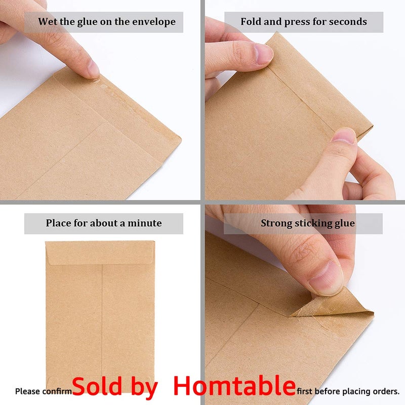 Homtable 200 Pack Small Coin Envelopes Self-Adhesive Kraft Paper Seed Envelopes Mini Parts Small Items Stamps Storage Packets Envelopes for Garden, Office or Wedding Gift(2.25"Ã—3.5") - Image 3