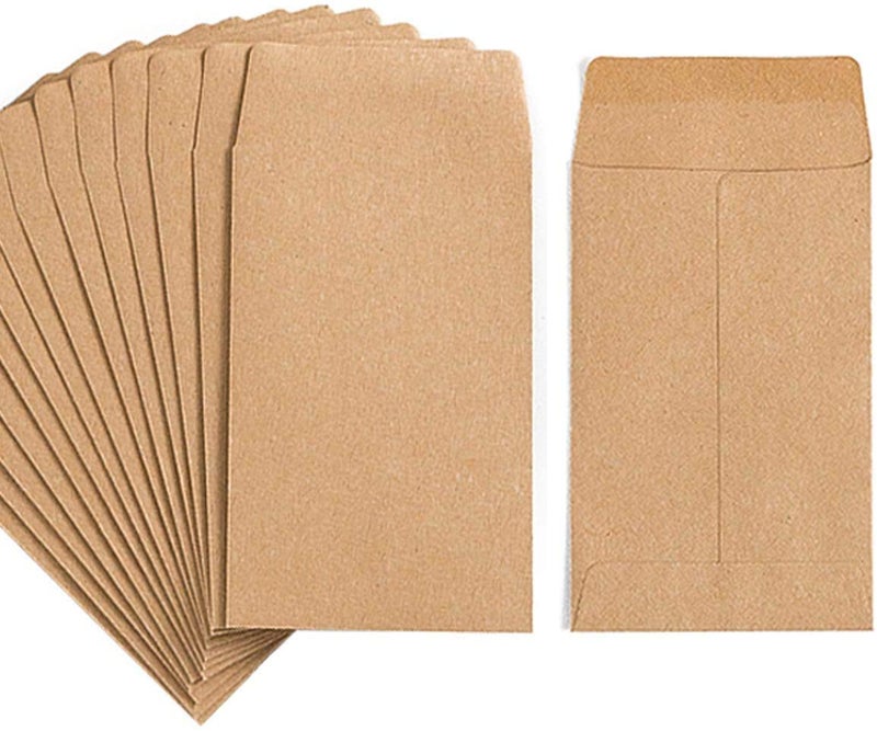 Homtable 200 Pack Small Coin Envelopes Self-Adhesive Kraft Paper Seed Envelopes Mini Parts Small Items Stamps Storage Packets Envelopes for Garden, Office or Wedding Gift(2.25"Ã—3.5") - Image 1