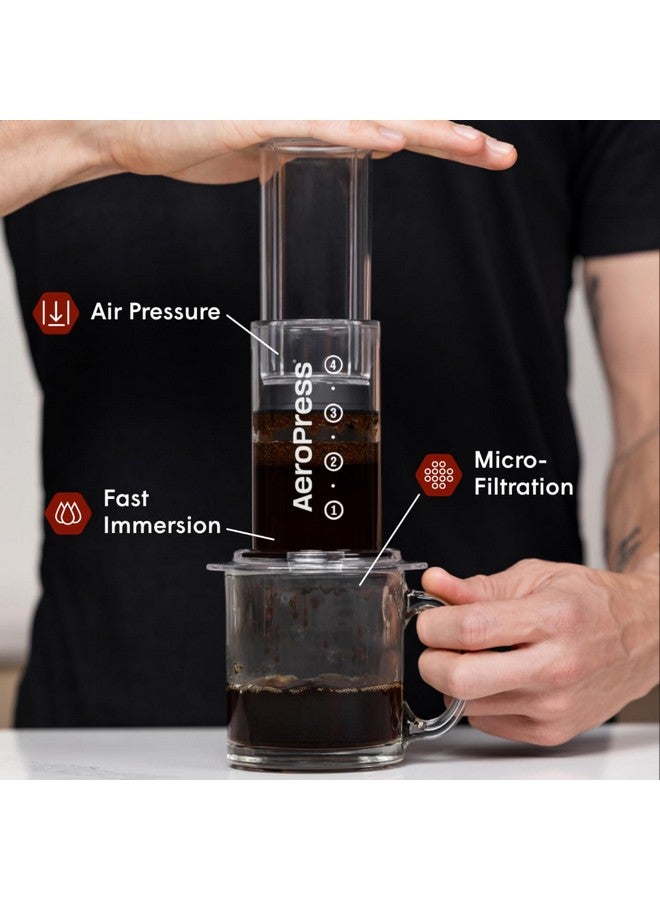 AeroPress Clear Coffee Press - 3 In 1 Brew Method Combines French Press, Pourover, Espresso, Full Bodied Coffee Without Grit or Bitterness, Small Portable Coffee Maker for Camping & Travel, Clear - Image 2