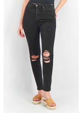 Women Skinny Fit High Rise Denim Jeans, Black