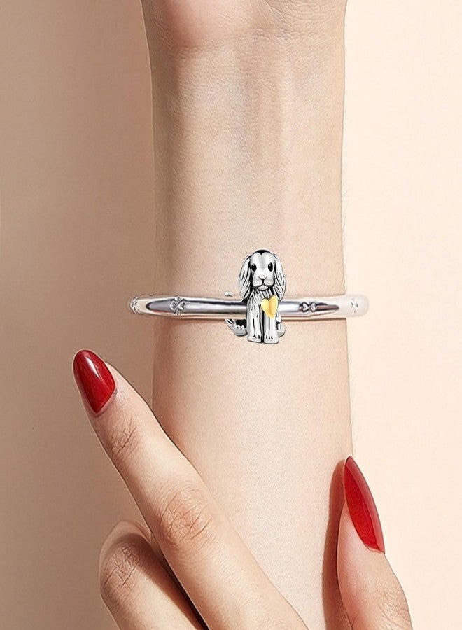 KunBead Puppy Cute Dog Gold Heart Bead Birthday Charms Compatible with Pandora Charm Bracelet for Women - Image 5