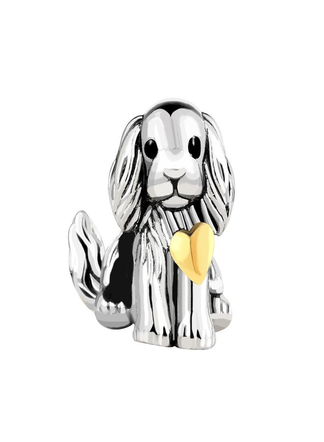 KunBead Puppy Cute Dog Gold Heart Bead Birthday Charms Compatible with Pandora Charm Bracelet for Women - Image 1