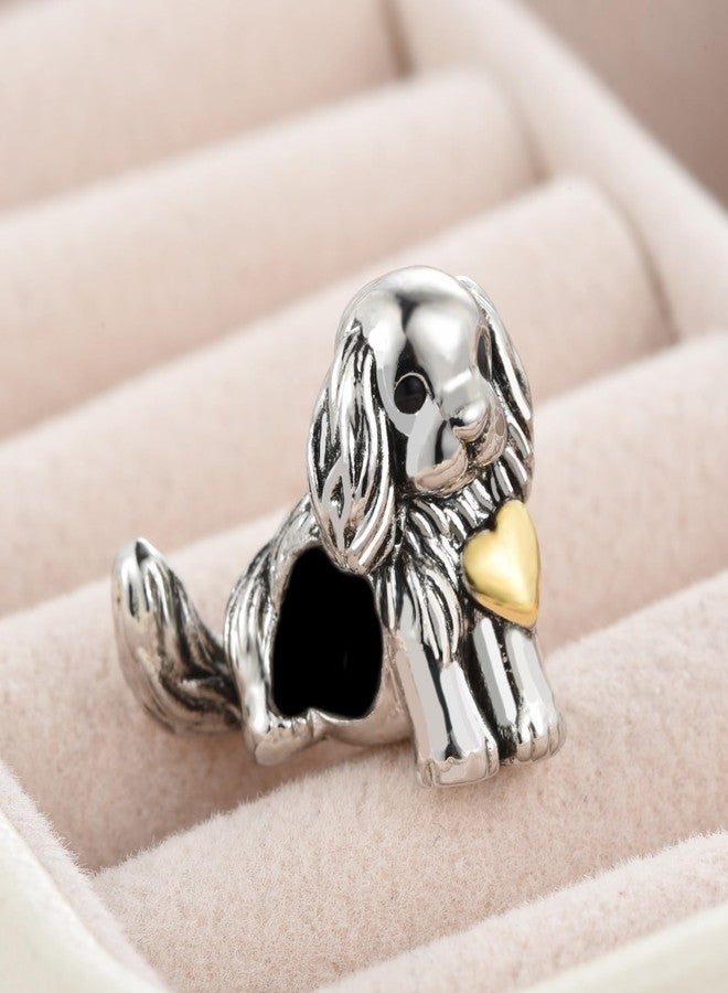 KunBead Puppy Cute Dog Gold Heart Bead Birthday Charms Compatible with Pandora Charm Bracelet for Women - Image 3