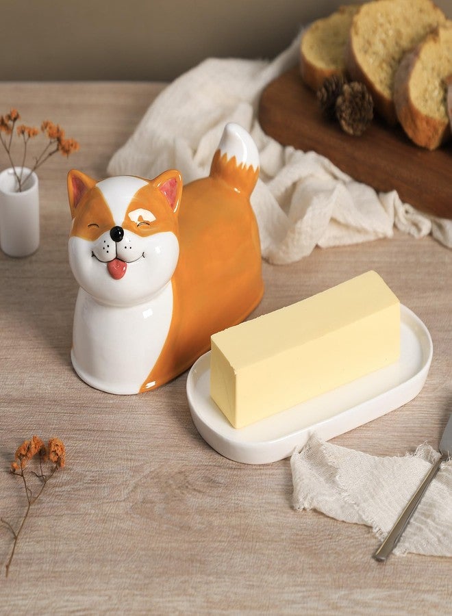 Bicuzat Ceramic Dog Butter Dish with Lid, Butter Keeper Butter Container Tray for Kitchen Countertop, Dog Butter Crock Keeper Saver - Image 4