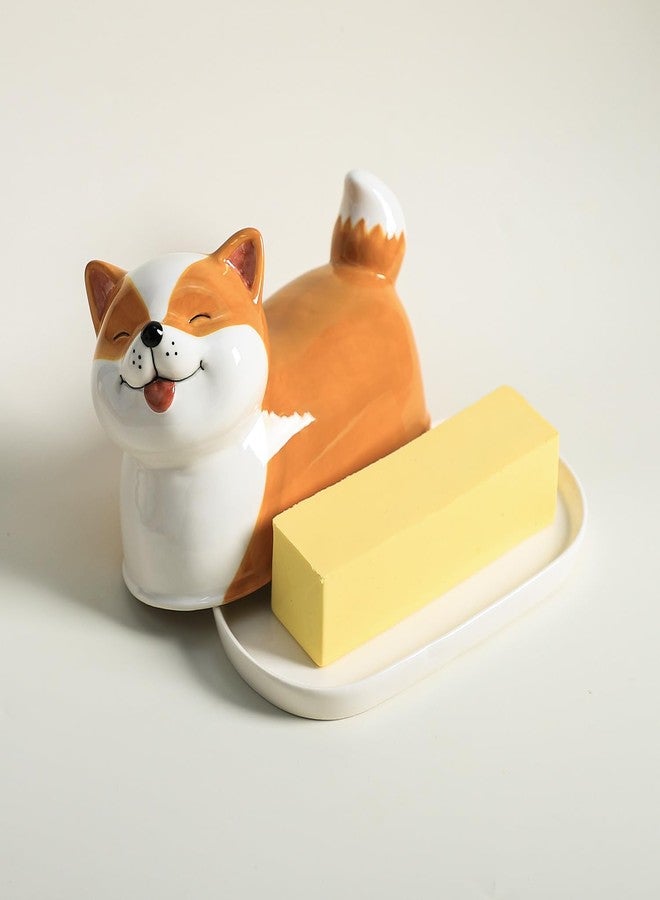 Bicuzat Ceramic Dog Butter Dish with Lid, Butter Keeper Butter Container Tray for Kitchen Countertop, Dog Butter Crock Keeper Saver - Image 5