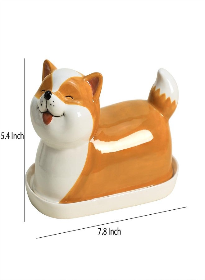 Bicuzat Ceramic Dog Butter Dish with Lid, Butter Keeper Butter Container Tray for Kitchen Countertop, Dog Butter Crock Keeper Saver - Image 2