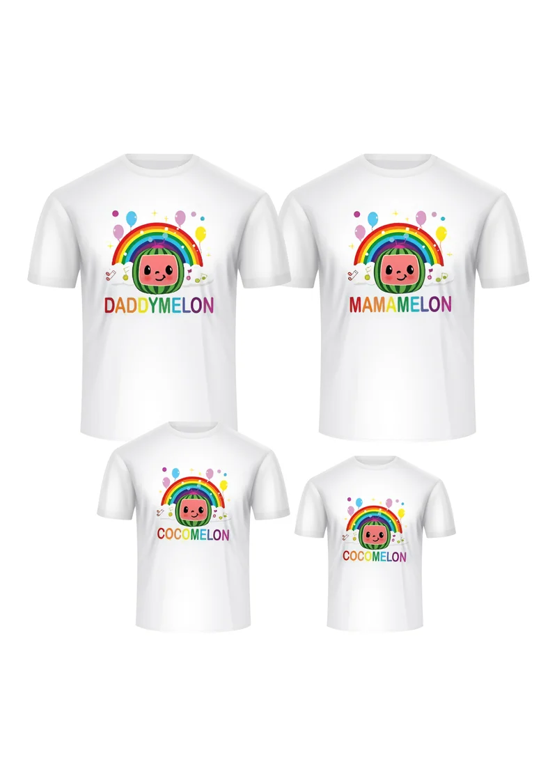 Matching Family Outfits Matching Family Outfits Cocomelon Birthday Family T-Shirts – Matching Outfits for Kids & Parents – Soft 100% Cotton Regular Fit Tee – Perfect for Themed Birthday Parties, Boys & Girls – Comfortable & Skin-Friendly