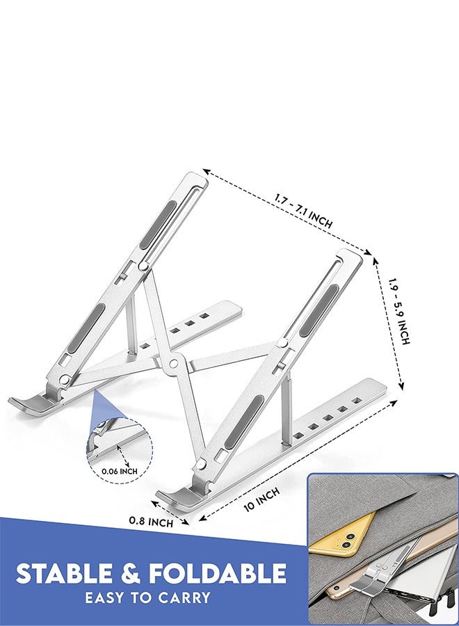 جويز حامل كمبيوتر محمول قابل للتعديل من الألومنيوم باللون الفضي غير قابل للانزلاق من سبائك الألومنيوم قابل للطي متوافق مع أجهزة MacBook Pro/Air وHP وLenovo وDell مقاس 10 إلى 15.6 - Image 2