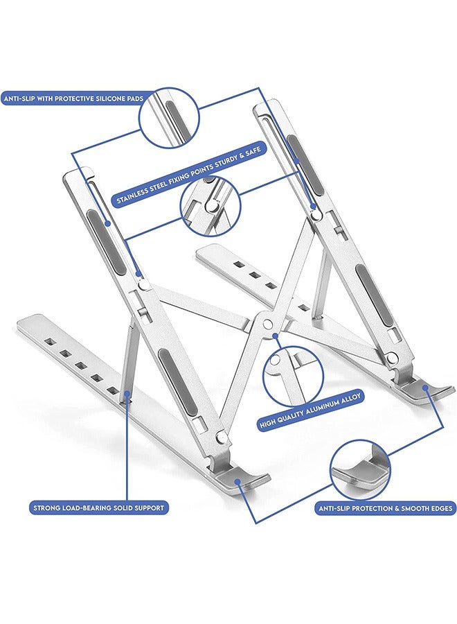 جويز حامل كمبيوتر محمول قابل للتعديل من الألومنيوم باللون الفضي غير قابل للانزلاق من سبائك الألومنيوم قابل للطي متوافق مع أجهزة MacBook Pro/Air وHP وLenovo وDell مقاس 10 إلى 15.6 - Image 3