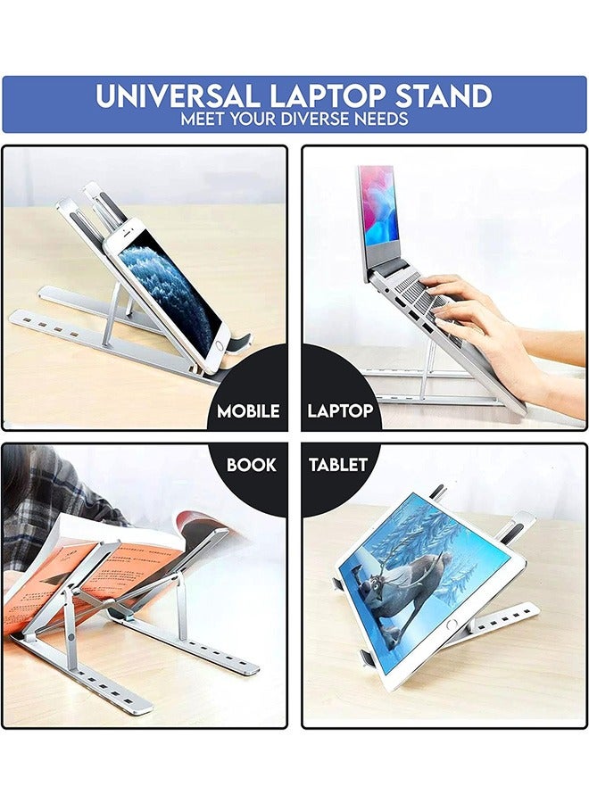 جويز حامل كمبيوتر محمول قابل للتعديل من الألومنيوم باللون الفضي غير قابل للانزلاق من سبائك الألومنيوم قابل للطي متوافق مع أجهزة MacBook Pro/Air وHP وLenovo وDell مقاس 10 إلى 15.6 - Image 5