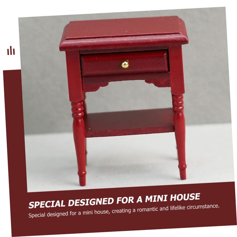 Miniature Wood Bedside Table Scale Dollhouse Nightstand Decorative Furniture - Image 5