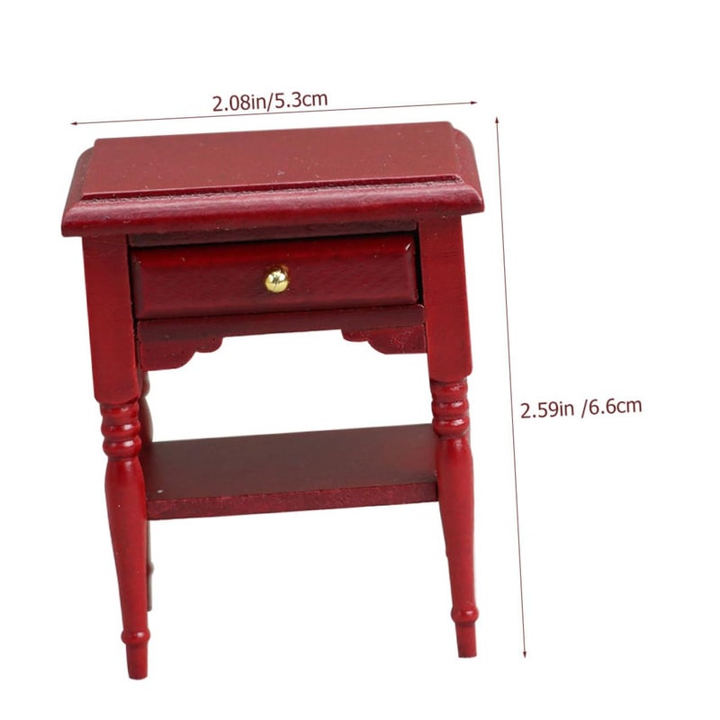 Miniature Wood Bedside Table Scale Dollhouse Nightstand Decorative Furniture - Image 3