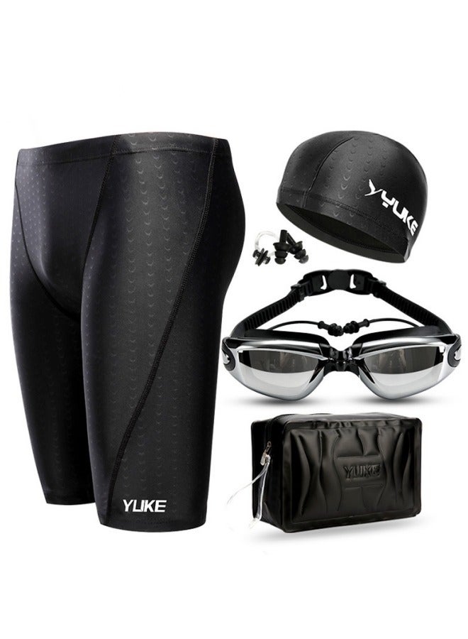 YUKE Men's Swim Shorts Set,Men Swimwear Set Swimming Trunks, Goggles,Cap,Ear Plugs,Nose Clip,Bag, Adult Swimming Beach Essentials - Image 1