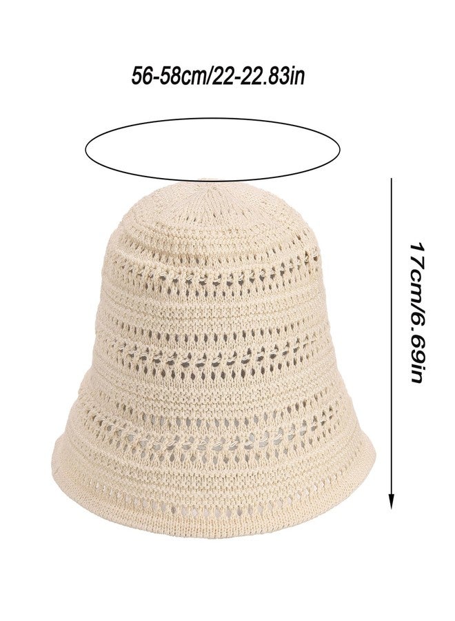 FALETO Women Foldable Sun Hats Mesh Woven Bucket Hat Hollow Out Summer Hats for Traveling Beach Sunbathing Beige - Image 3