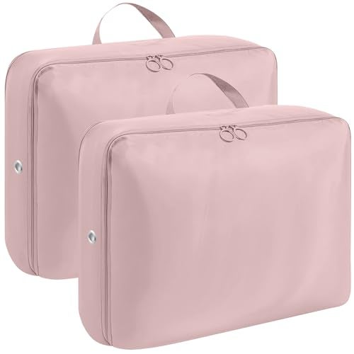 ABOUT SPACE Nylon Fabric 2 Pcs Ultra Space Saving Self Compression Organizer - 22 L Vacuum Storage Bags - Packing Vaccine Bags for Clothes Airtight Reusable (Pink-Small - L 40 x B 30 x H 18.5cm) - Image 1