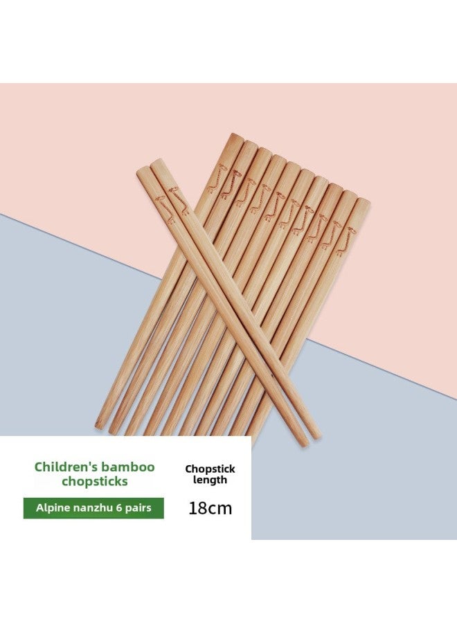 Niu Kuo Kuo Children's Bamboo Chopsticks Baby Training Chopsticks Household Short Kindergarten Chopsticks 18cm Cross-border Wholesale Factory-Color:Accompanied By A Deer (giraffe Engraved Pattern)-Specifications:Selected Paint-free Carving 30 Pairs  - Image 1