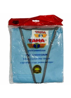 TAHA SAFETY Solid Deluxe Light Blue Safety Jacket with Reflective Strips for Industrial & Construction Sites, Multipurpose Use in Industries | Size-L  - Image 3
