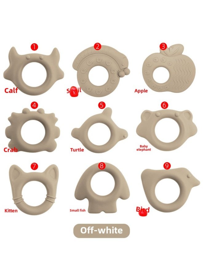 Generic - Baby Gum Animal Bracelet Food Grade Bite Boiled Baby Grinding Stick Teething Toy In Stock-Color:Creamy-white-Specifications:⑥ Baby Elephant Tooth Gum - Image 1