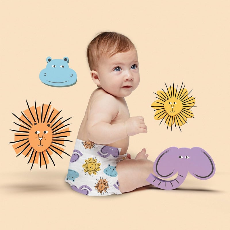 Hello Bello Premium Diapers Size NB Safari Squad  Shine and Dandy Designs 76ct Club Box - Image 4