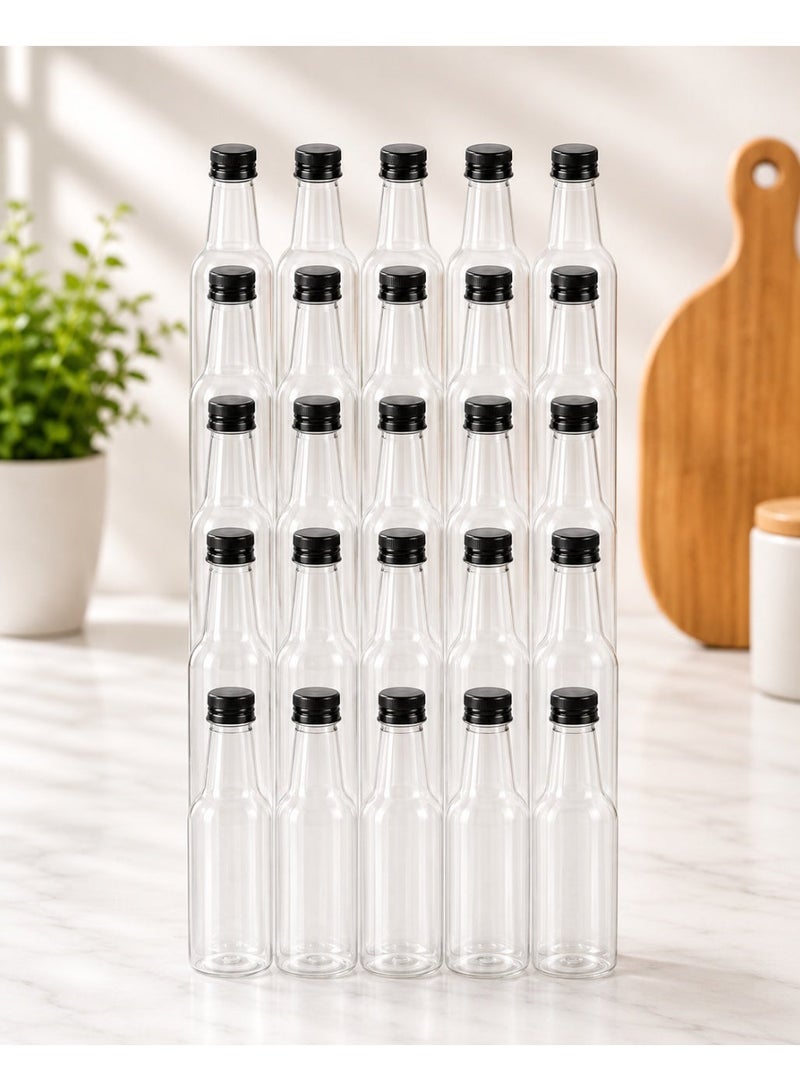 vsell24 25pcs 250ml Empty Plastic Bottles with Leak-Proof Black Screw Caps – Durable & BPA-Free - Image 1