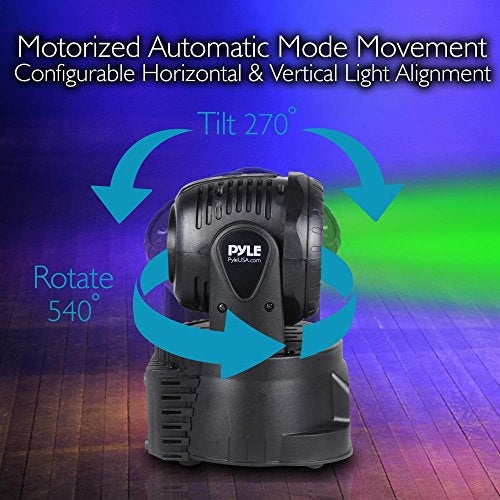 Pyle ضوء المسرح المتحرك الدوار من بايل - لعرض أداء دي جي محترف مع لمبات LED ملونة RGB، فلاش ديسكو ستروب، تأثير حركة متزامن مع الإيقاع وتحكم DMX - بايل PDJLT50، أسود - Image 3