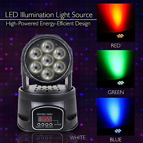 Pyle ضوء المسرح المتحرك الدوار من بايل - لعرض أداء دي جي محترف مع لمبات LED ملونة RGB، فلاش ديسكو ستروب، تأثير حركة متزامن مع الإيقاع وتحكم DMX - بايل PDJLT50، أسود - Image 2