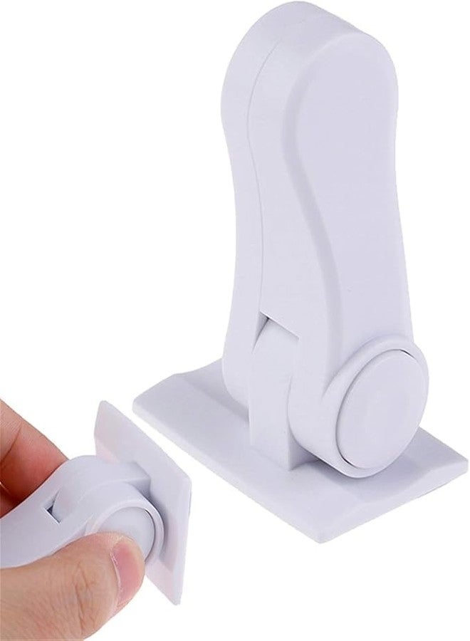 SHOPECOM قفل باب ذاتي اللصق من SHOPECOM، آمن للأطفال، سهل التركيب، مقاوم لعبث الأطفال، مصنوع من بلاستيك ABS، لا يحتاج إلى ثقب، بتصميم بسيط، مناسب لقفل أبواب الخزائن والأدراج. - Image 1