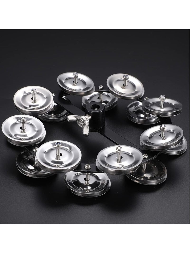 SYOSI Hi Hat Tambourine Drum Set Stainless Steel Bells Percussion Instrument Accessories for Drummers Guitarists - Image 2