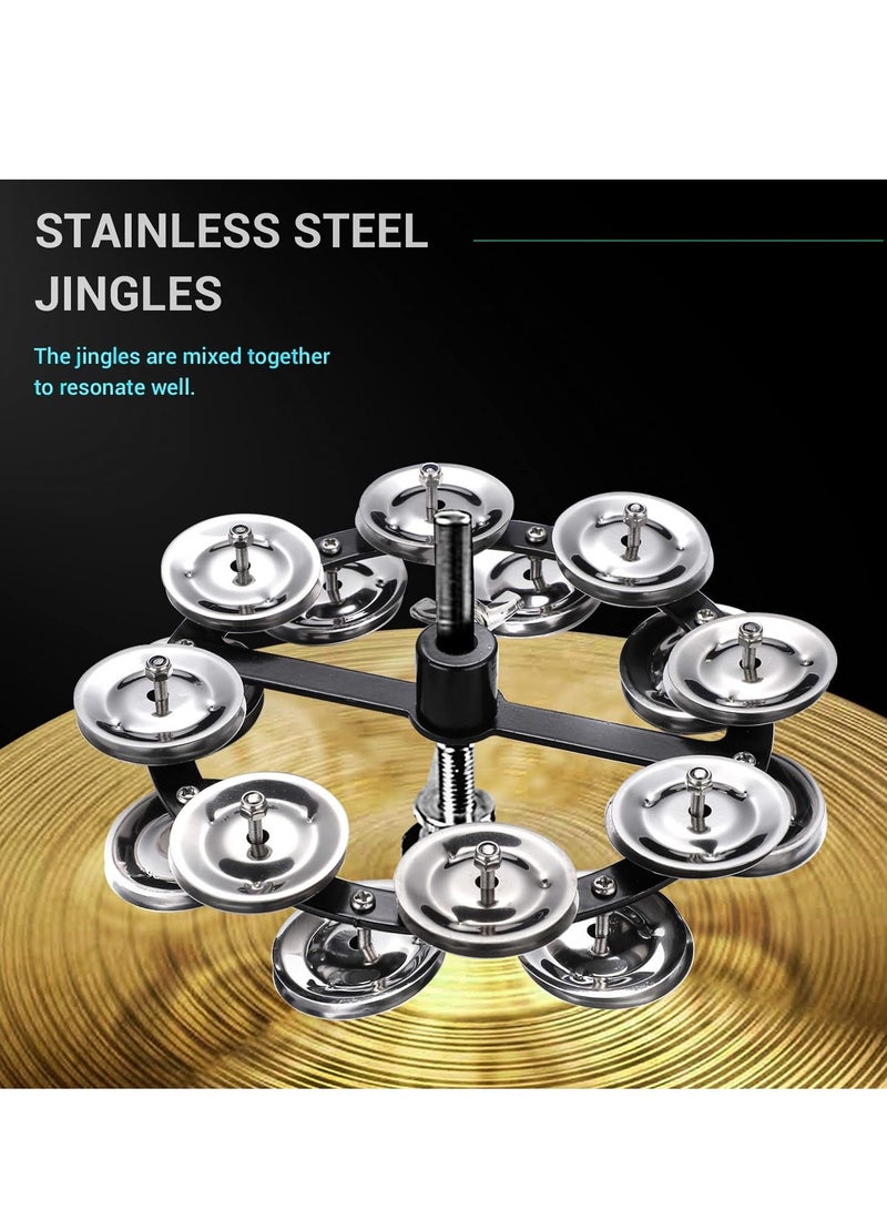SYOSI Hi Hat Tambourine Drum Set Stainless Steel Bells Percussion Instrument Accessories for Drummers Guitarists - Image 5