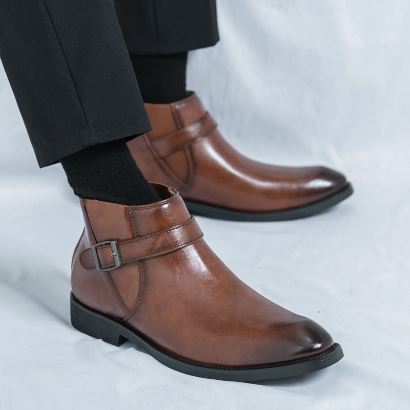 Men'S Leather Boots Plus Size High-Top Leather Shoes Fashion British Style Men'S Retro Martin Boots - Image 5