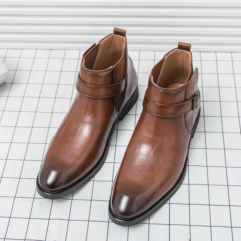 Men'S Leather Boots Plus Size High-Top Leather Shoes Fashion British Style Men'S Retro Martin Boots - Image 1
