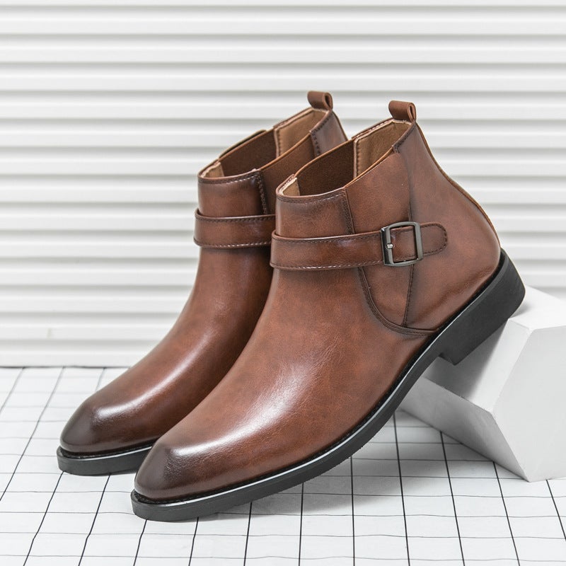 Men'S Leather Boots Plus Size High-Top Leather Shoes Fashion British Style Men'S Retro Martin Boots - Image 3