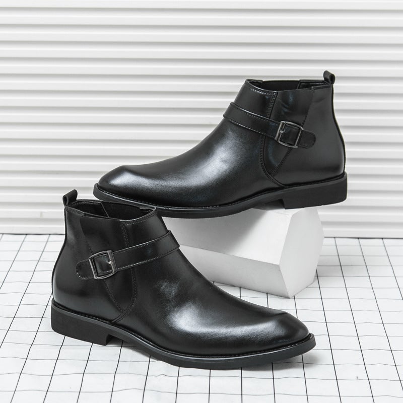 Men'S Leather Boots Plus Size High-Top Leather Shoes Fashion British Style Men'S Retro Martin Boots - Image 4