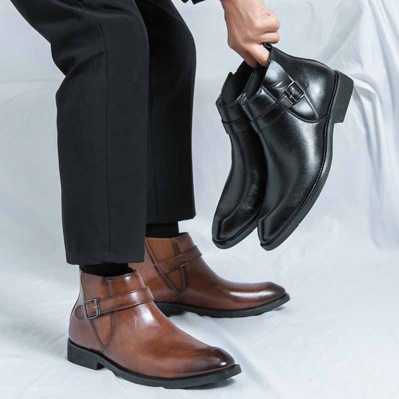 Men'S Leather Boots Plus Size High-Top Leather Shoes Fashion British Style Men'S Retro Martin Boots - Image 2