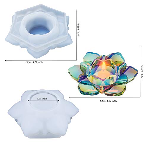 Palksky Lotus Tealight Candles Holders Resin Mold, Flower Candlestick Epoxy Casting Silicone Molds for DIY Jewelry Box, Trinket Container, Candy Box Home Table Decoration - Image 4
