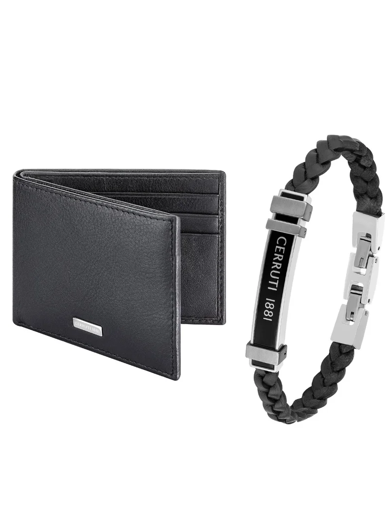 شيروتي 1881 Braided Leather Bracelet and Leather Wallet Set