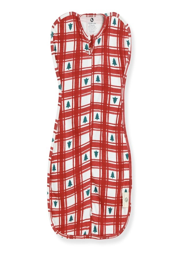 Cocoon Care 0.5 TOG Knitted Bamboo Cotton Arms Up Swaddle Sleeping Pod for Baby | Sleep Sack | Sleeping Bag for New Born Baby | 1-3M | Redchecks - Image 1