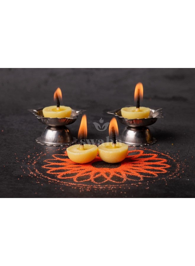 Swaha IISC Certified Premium Cow Ghee Diya (100 Pieces), 30min Burning Time, Wax Free Cow Ghee Diya Batti - Pack of 1 - Image 4