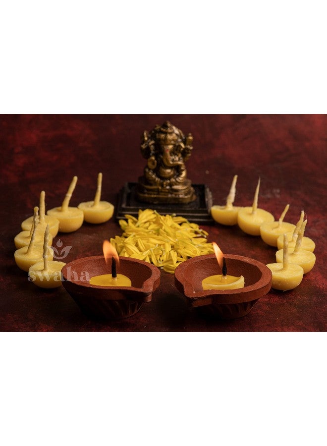 Swaha IISC Certified Premium Cow Ghee Diya (100 Pieces), 30min Burning Time, Wax Free Cow Ghee Diya Batti - Pack of 1 - Image 3
