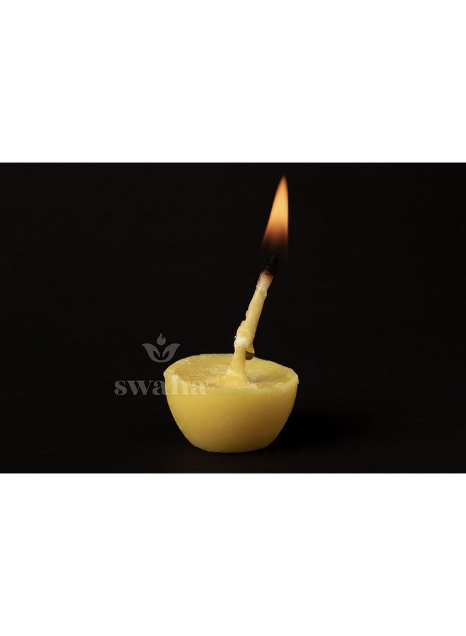 Swaha IISC Certified Premium Cow Ghee Diya (100 Pieces), 30min Burning Time, Wax Free Cow Ghee Diya Batti - Pack of 1 - Image 5
