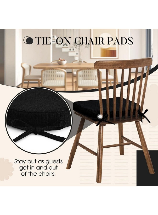 Basic Beyond Basic Beyond Chair Cushions for Dining Chairs 6 Pack, Kitchen Chair Cushions with Ties and Non Slip Backing, 16 x 16 inches Chair Pads for Dining Chairs(Black)  - Image 3