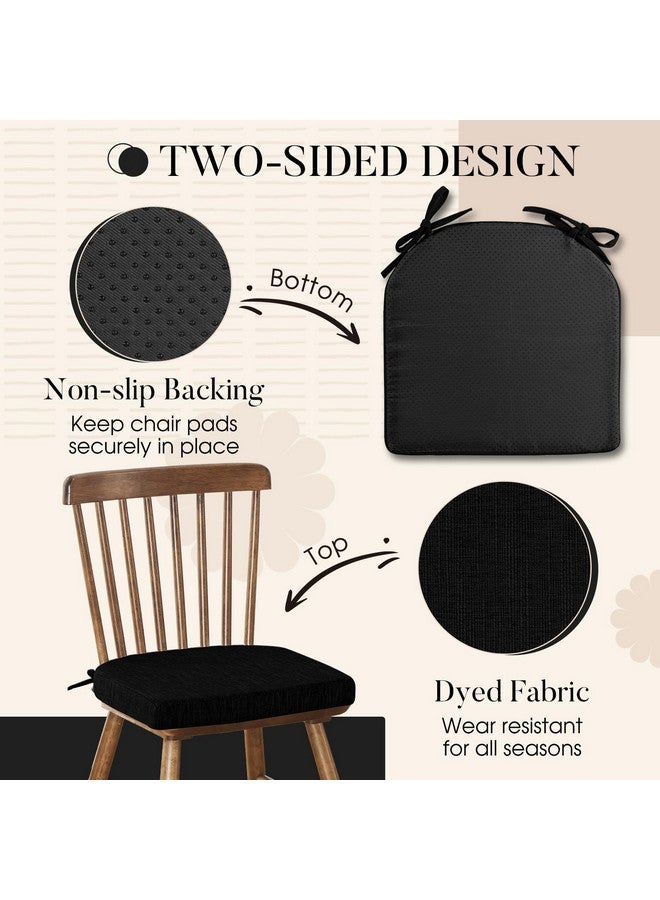 Basic Beyond Basic Beyond Chair Cushions for Dining Chairs 6 Pack, Kitchen Chair Cushions with Ties and Non Slip Backing, 16 x 16 inches Chair Pads for Dining Chairs(Black)  - Image 4