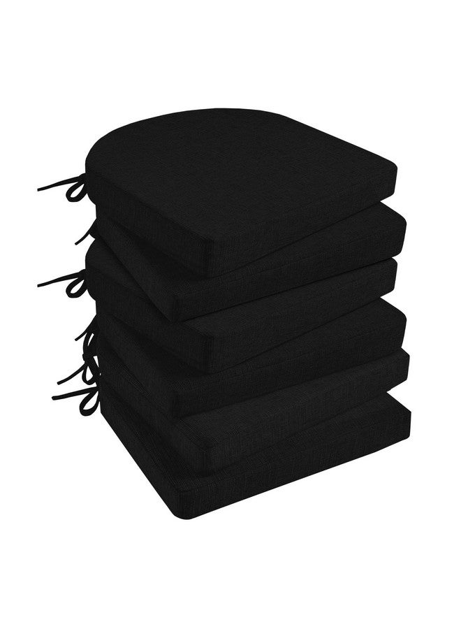 Basic Beyond Basic Beyond Chair Cushions for Dining Chairs 6 Pack, Kitchen Chair Cushions with Ties and Non Slip Backing, 16 x 16 inches Chair Pads for Dining Chairs(Black)  - Image 1