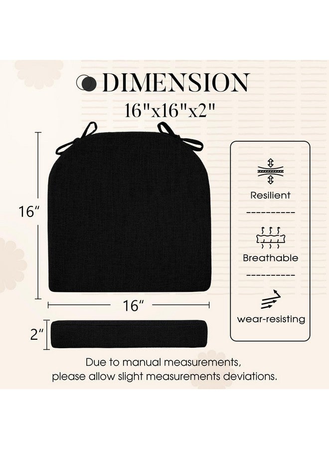 Basic Beyond Basic Beyond Chair Cushions for Dining Chairs 6 Pack, Kitchen Chair Cushions with Ties and Non Slip Backing, 16 x 16 inches Chair Pads for Dining Chairs(Black)  - Image 2